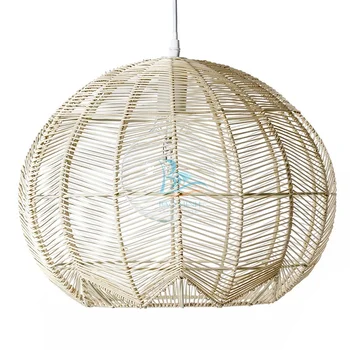 Contemporary Cream Wicker Basket Ceiling Pendant Light Shade View