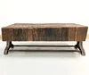 Industrial Coffee Table of aged rail wood top