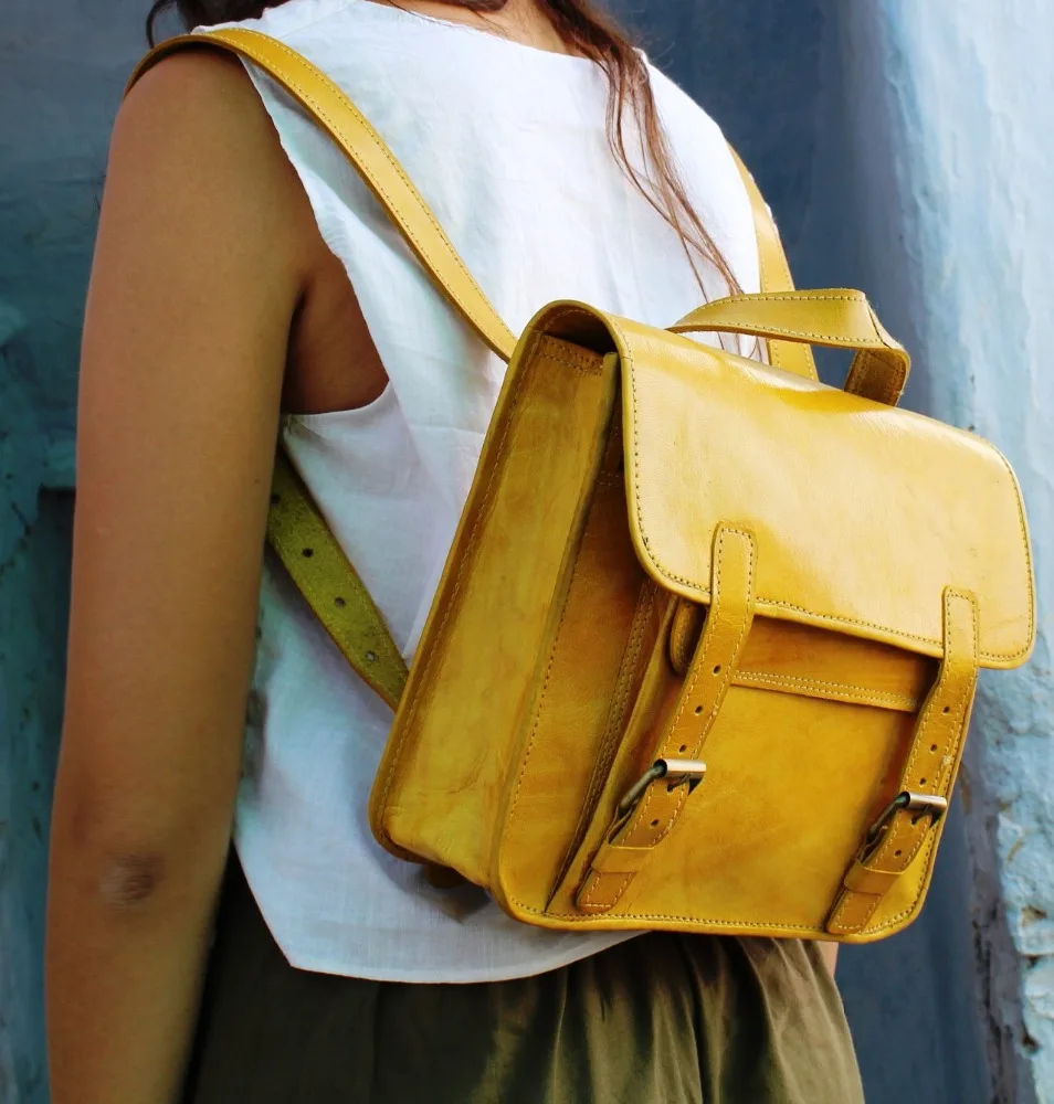 Real Leather Backpack Laptop Bag Backpack Preppy Style Leather Laptop