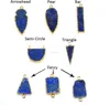 Natural Blue Lapis Lazuli Multi Charm Single & Double Bail 25-35mm Gemstone Connector Pendant with 24k Gold Electroplated
