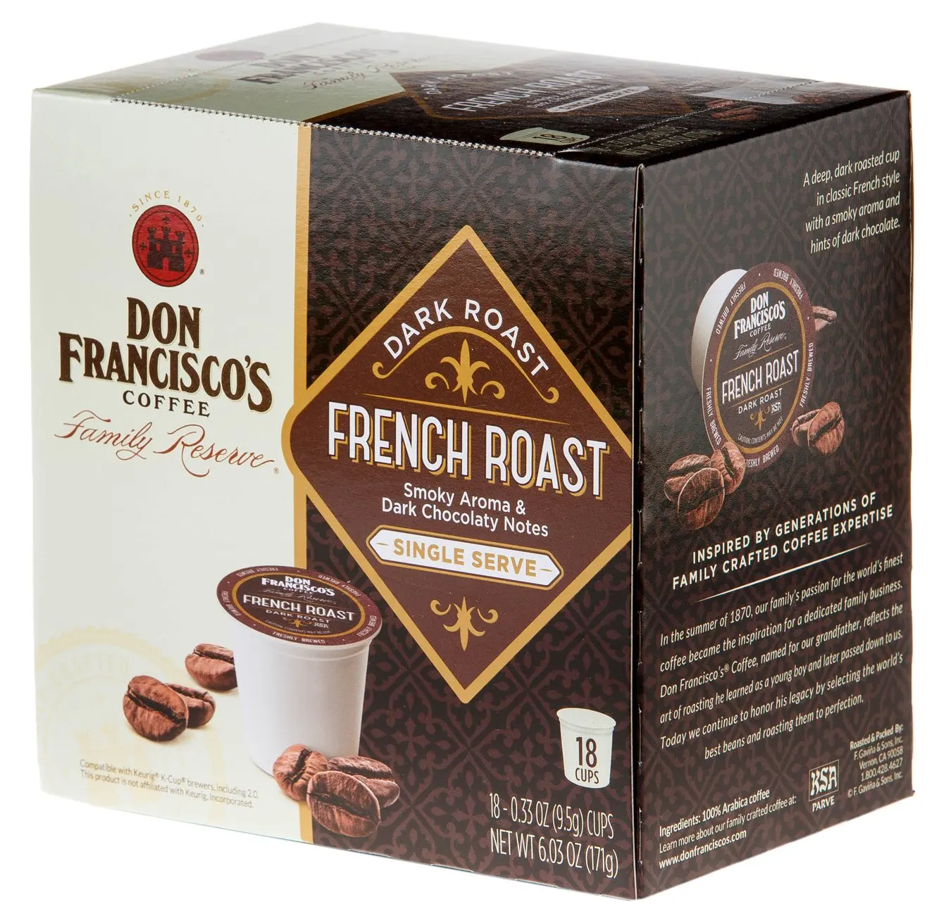 Buy Don Franciscos French Roast, Premium 100% Arabica Coffee, Dark-Roast, Single-Serve Pods for ...
