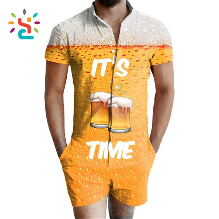 Custom Men Printing Romper Letter Printed Red Mens Rompers 100 Cotton Soft Adult Clothing Plus