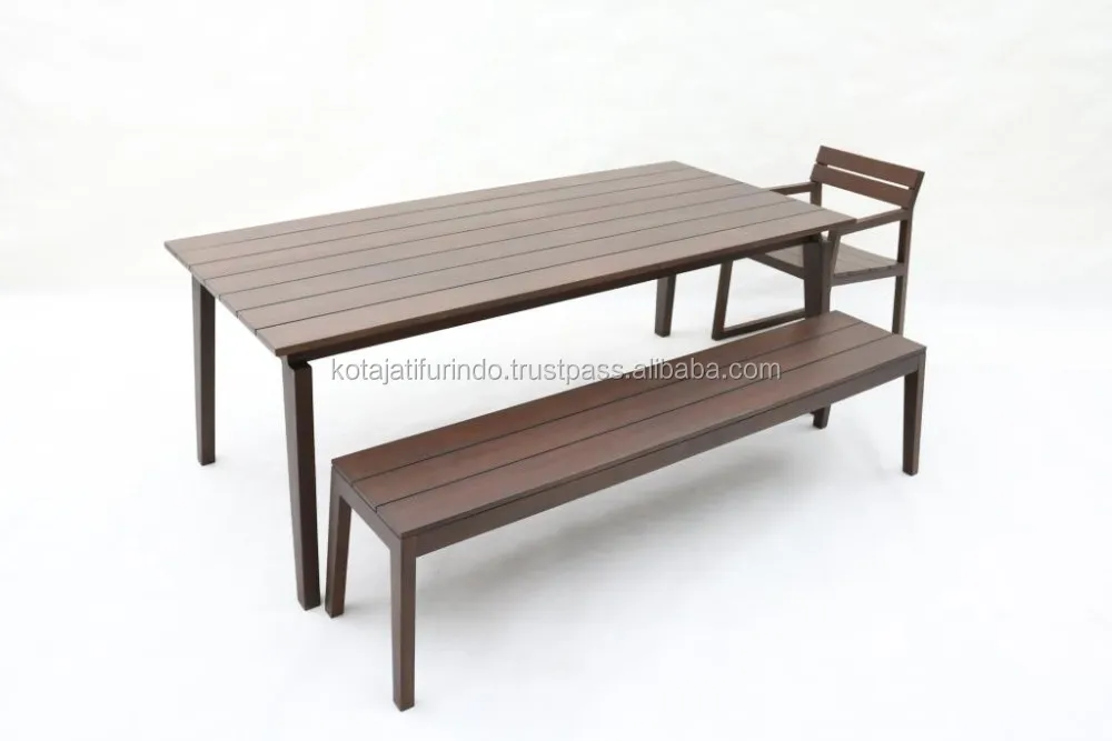 Solid Wood Garden Park Bench With Dining Table Set Outdoor Furniture