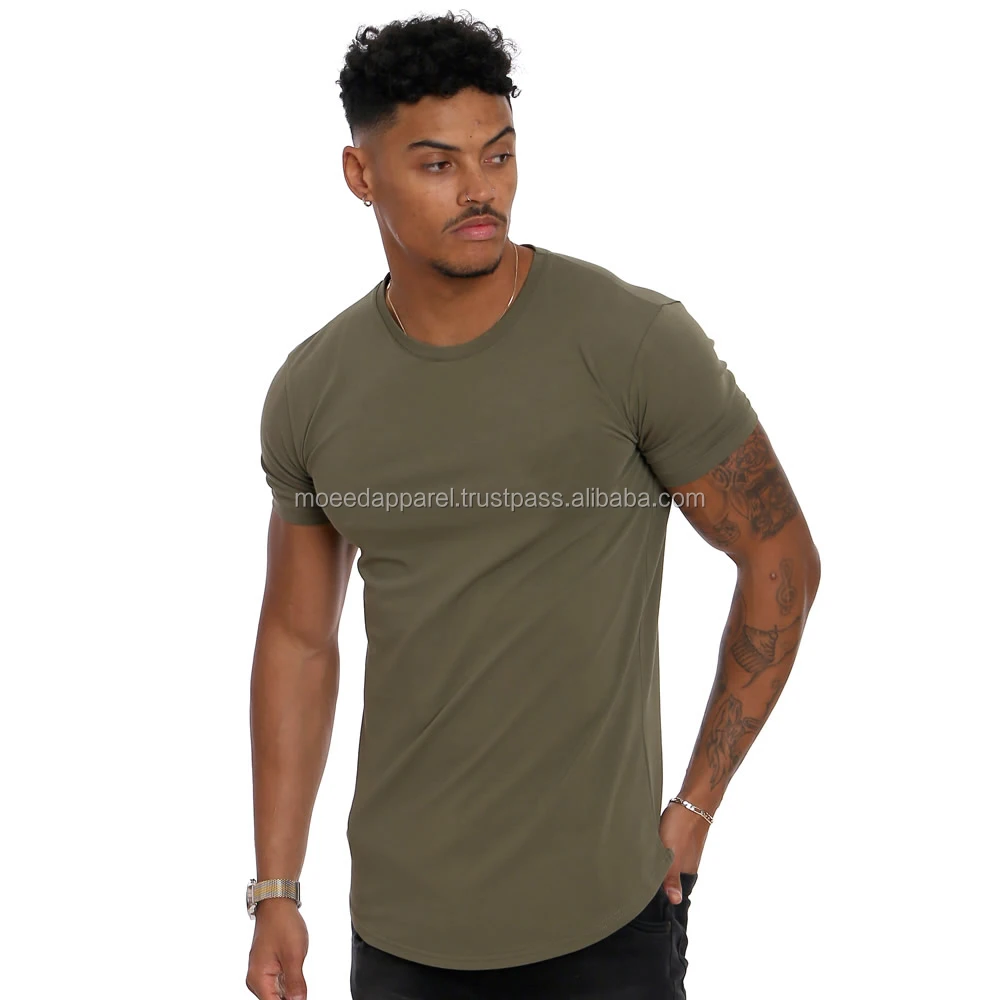 Cotton Elastane Rose Dawn Curved Hem Longline Slim Fit Gym Tshirts