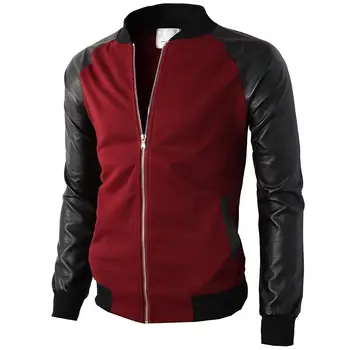 Men Overcoat Stand Up Collar Full Zip Slim Varsity Jackets - Buy Mens ...