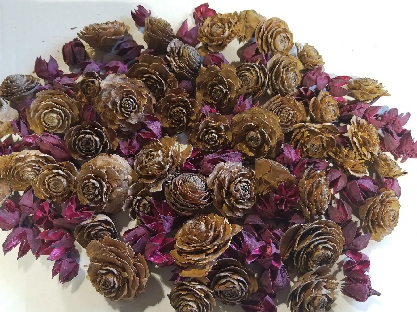 Cedar Rose Pine Cones with Dried Flowers - Perfect for Potpourri, Bowl Fillers, Home Decor, Crafting - Can be used in all Seasons, Best for Fall and Winter