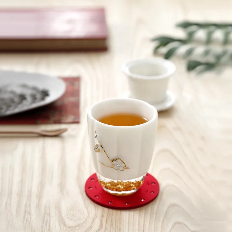 Crystal Decor Tea Strainer Infuser Filtering Ceramic Tea Cup With Lid