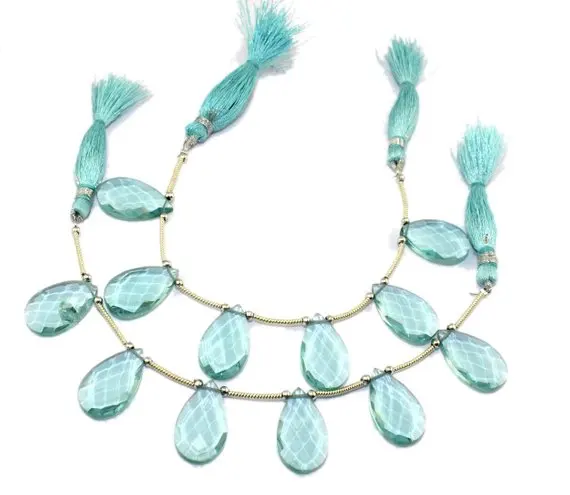 Swiss Blue Hydro Quartz Pear Shape Faceted Brioletts BT Quartz Teardrop Briolette 13x2mm Loose Gemstone Jewelry Making Supply