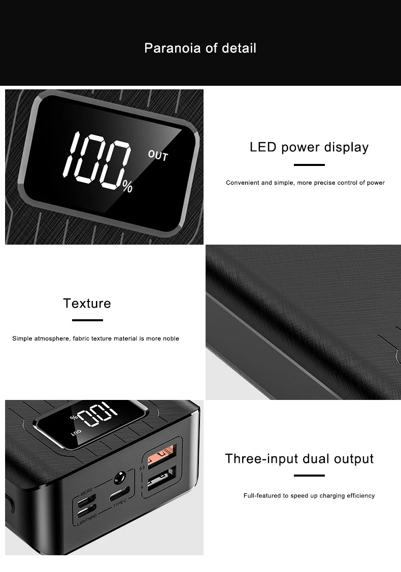 lager capacity 30000mah power bank LCD display 5 USB ports portable powerbank - ANKUX.COM