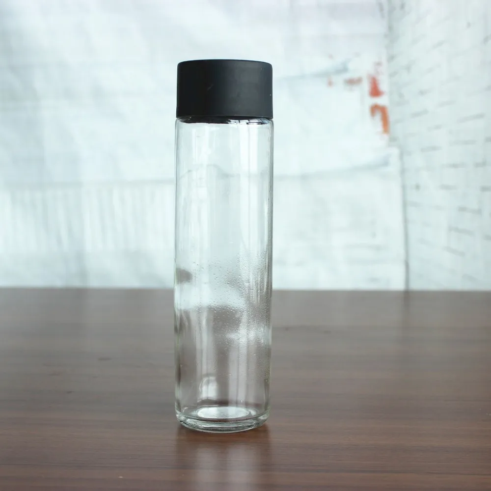 400ml Voss Style Water Bottle Drinking Glass Bottle With Plastic Lid