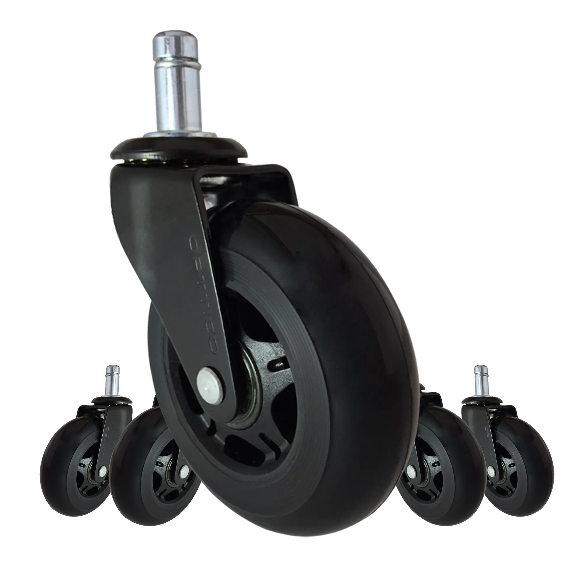 Office Task Chair Caster Rubber Wheels for Hardwood Floors Replacement Set of 5