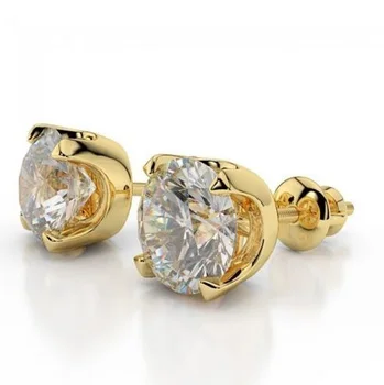 Simple Daily Wear Real Diamond Cer Earrings In Yellow Gold Simple Daily Wear Real Diamond Cer Earrings In Yellow Gold