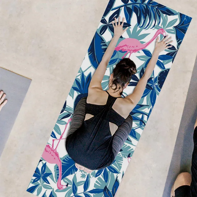 Printed Hot Yoga Towelprinted Suede Yoga Mat With Free Carry Strap