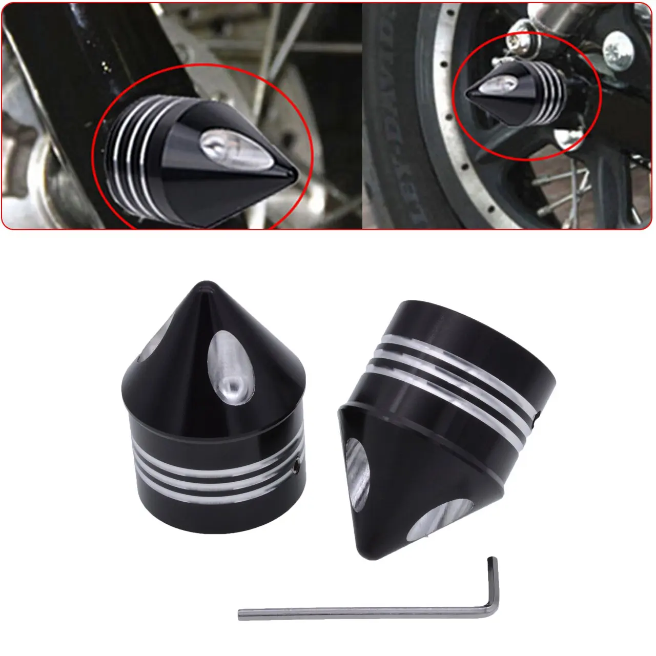 TUINCYN Black Motorcycle Front+Rear Axle Cover Cap Nut Bolt Kit Bike Decoration Accessories for Harley Sportster XL 883 1200 Dyna Touring V-Rod Softai Glide