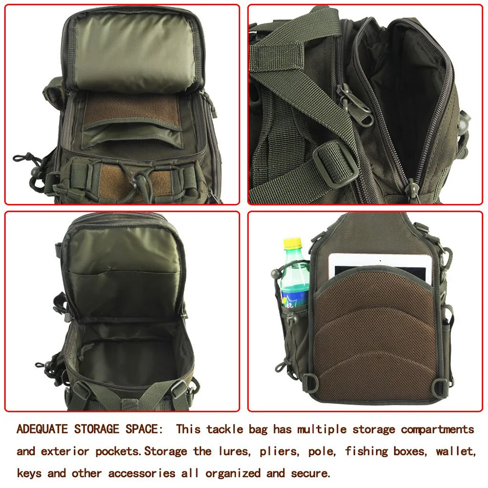 Waterproof Nylon Fishing Sling Pack Shoulder Bag Fly Fishing Tackle Bag