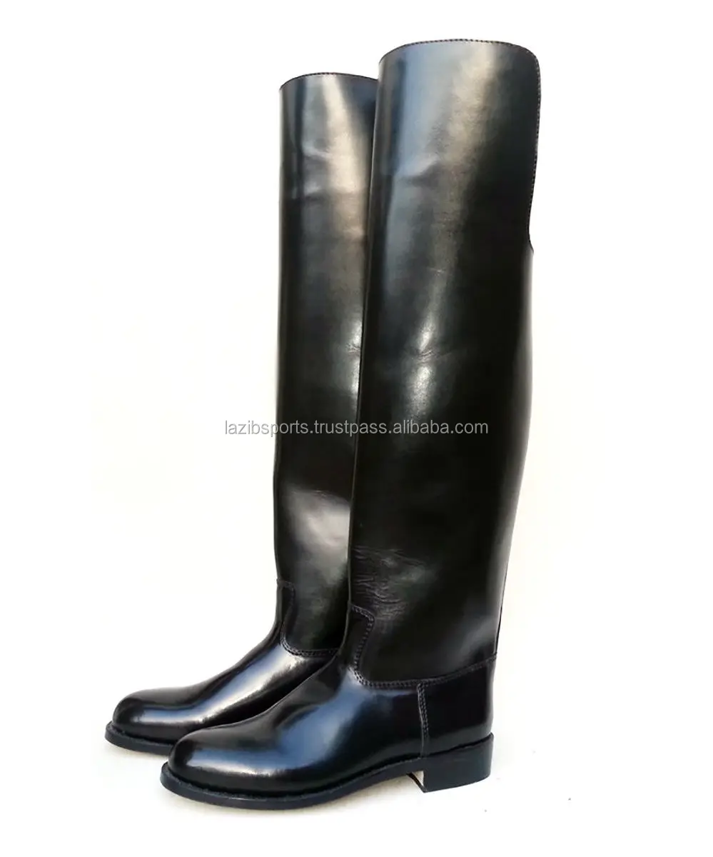 Polo Men Horse Riding Leather Long Zipper Ridding Real Leather Boots Tall Boots 