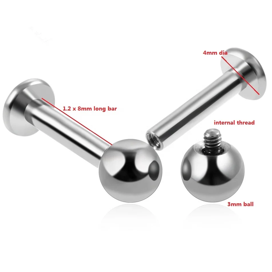 OUFER Body Piercing Boucles D'oreilles Sans Fil Pour Hélix 18 G - Titane Doré - Piercing Labret - 5/6/8/10/12 Mm - Piercing Pour Lèvre, Hélix, Tragus, 8mm, Titane, Zircon Cubique