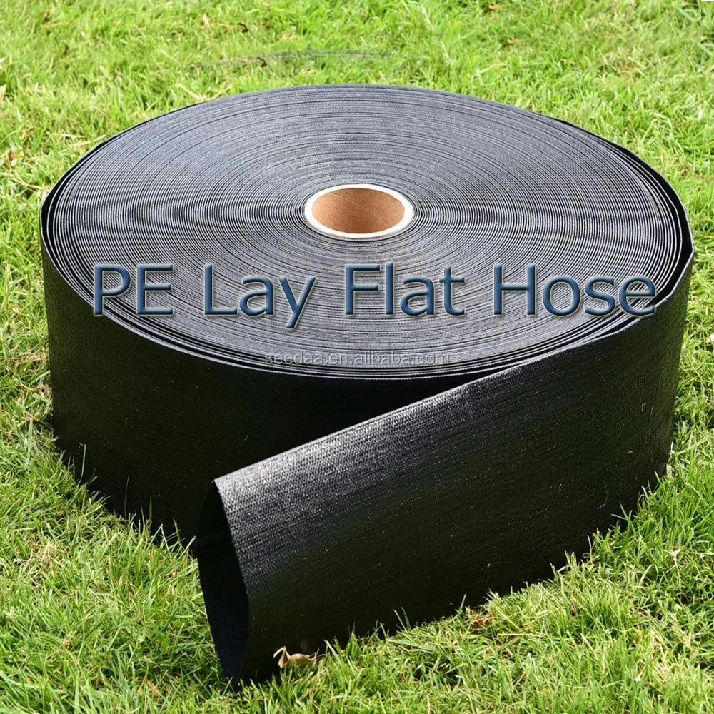 Farmland Drip Irrigation Pe Lay Flat Hose Pipe Black 50m 100m One Roll