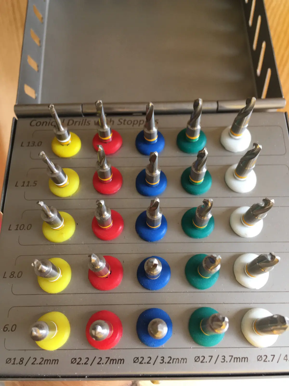 Dental Conical Drill Kit Surgical Implant Drills With Stoppers Set 25