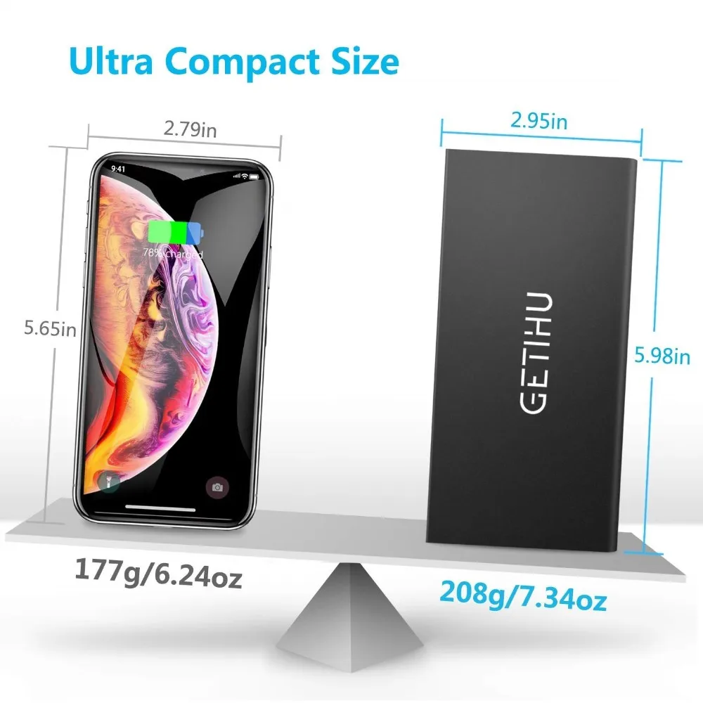 Promotion gift Getihu Phone Charger 10000mAh Portable Power Bank Ultra Slim LED Flashlight External Battery Powerbank - ANKUX.COM