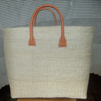 fabric bag with leather handles