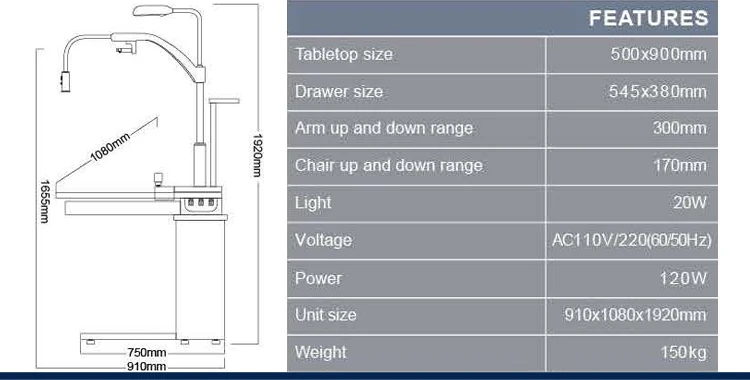 S-880B Ophthalmic Refraction chair unit ophthalmic combined table