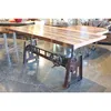 80" L Crank dining desk Table old vintage rust industrial distress teak top