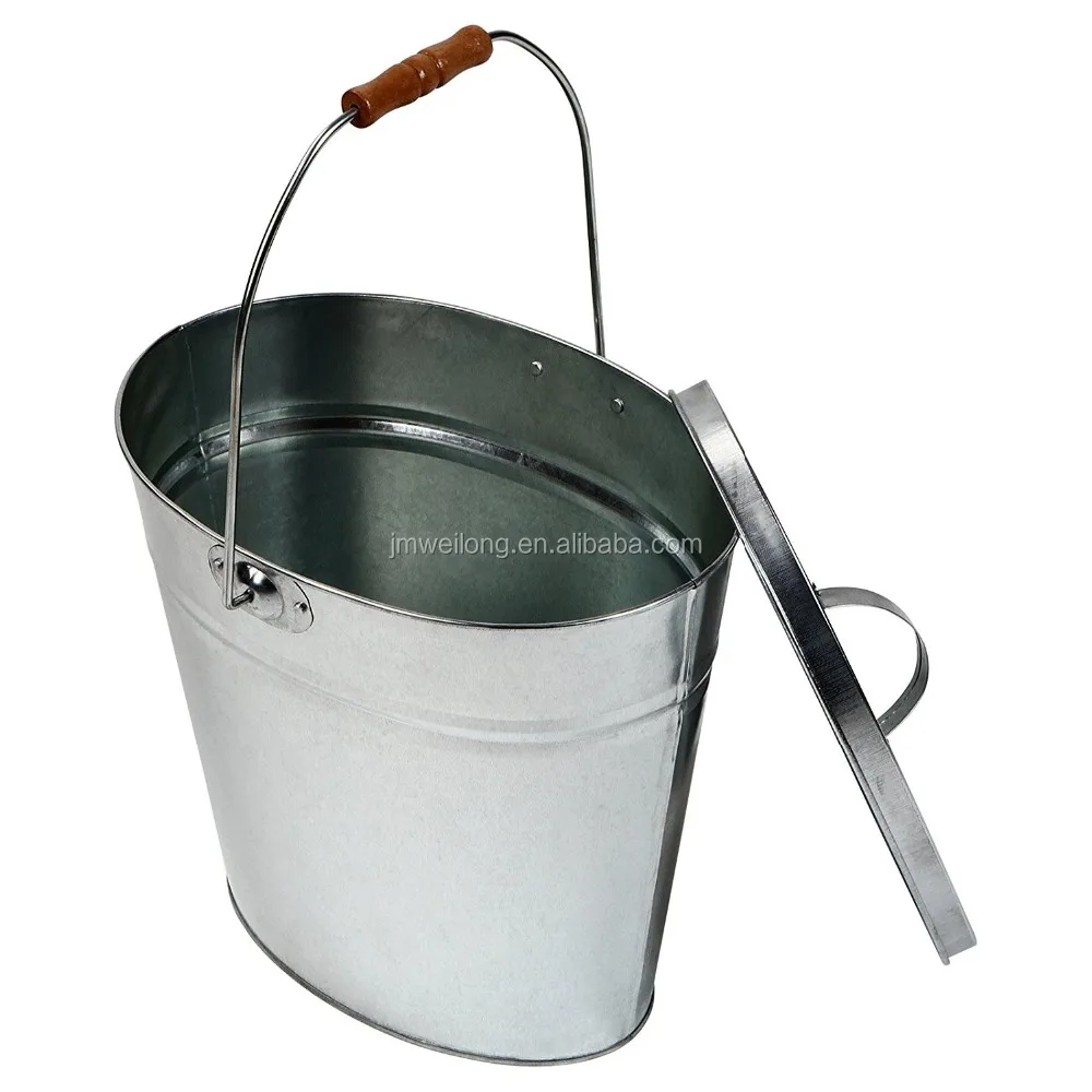 Ash Bucket (silver) 15 L Capacity Iron Ash Bucket Can With Lid