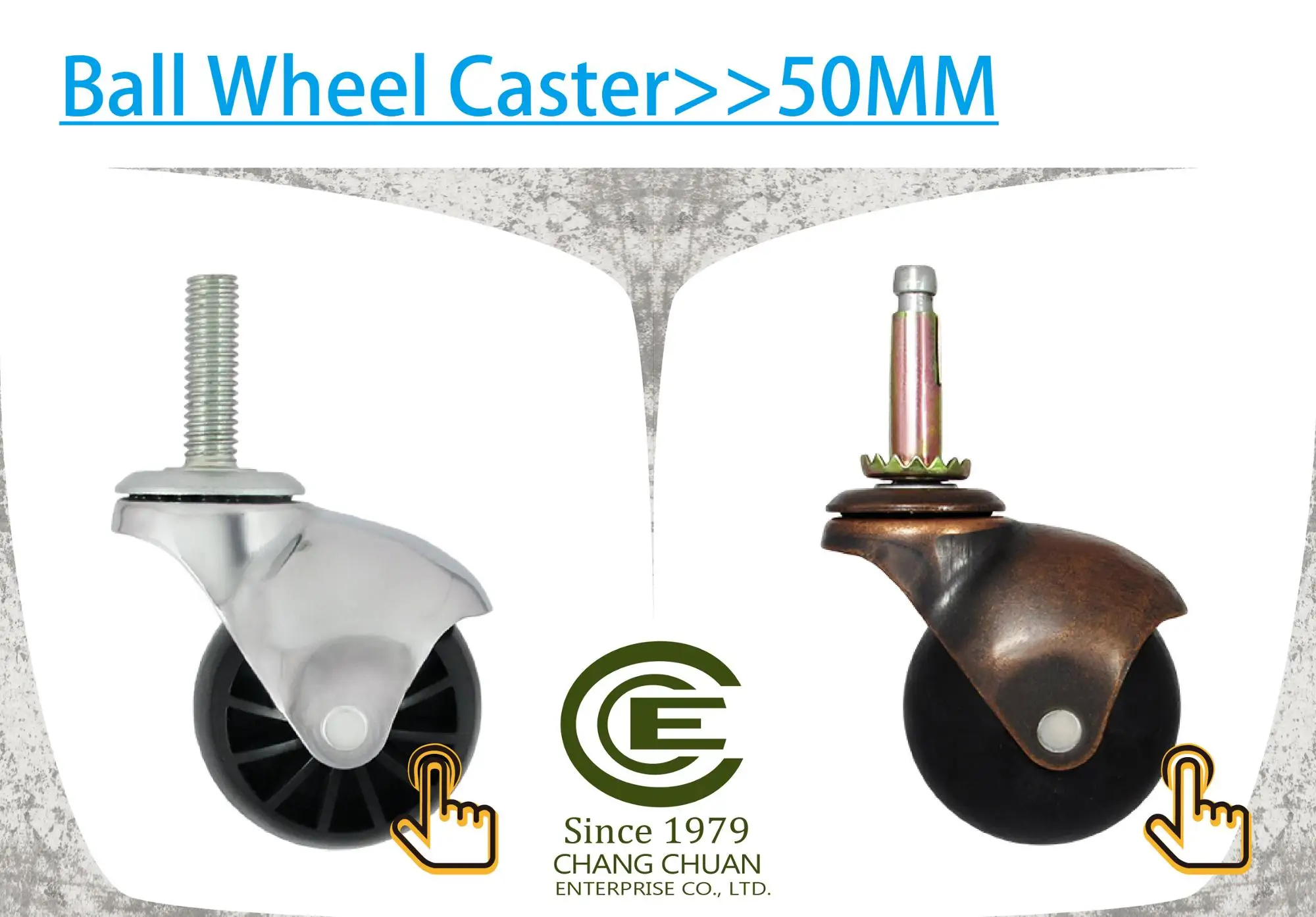 CCE Caster 40mm Swivel Screw 10X22 Stem PP Caster Wheel.jpg