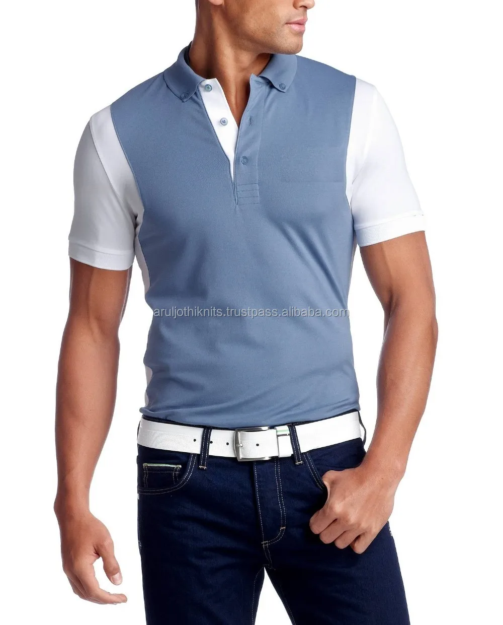 56 Cotton 39 Polyester 5 Spandex Men's Pique Polo Shirt With