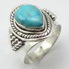 925 Solid Silver AFGHAN TURQUOISE ART Ring Size 5.5 From SilverStarJewel Gifts New Style Semi precious stone Jewelry Import