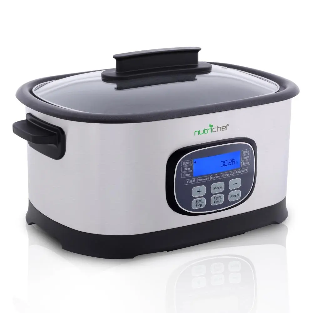 Buy NutriChef Electric Slow Cooker Steamer - Stainless Steel High ...