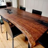 Industrial Live Edge Modern Acacia Slab Dining Table