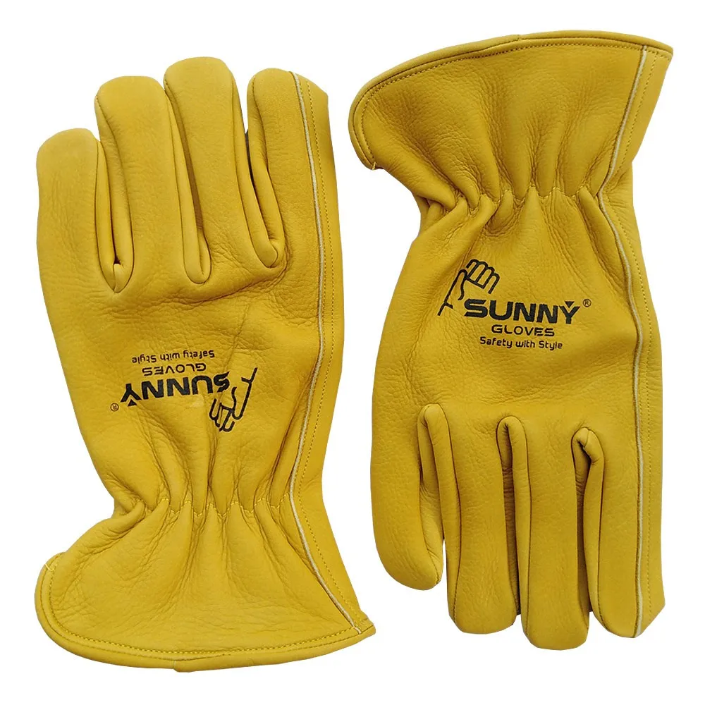 Yellow Cowhide Leather Driver Working Gloves Buy Leather Working