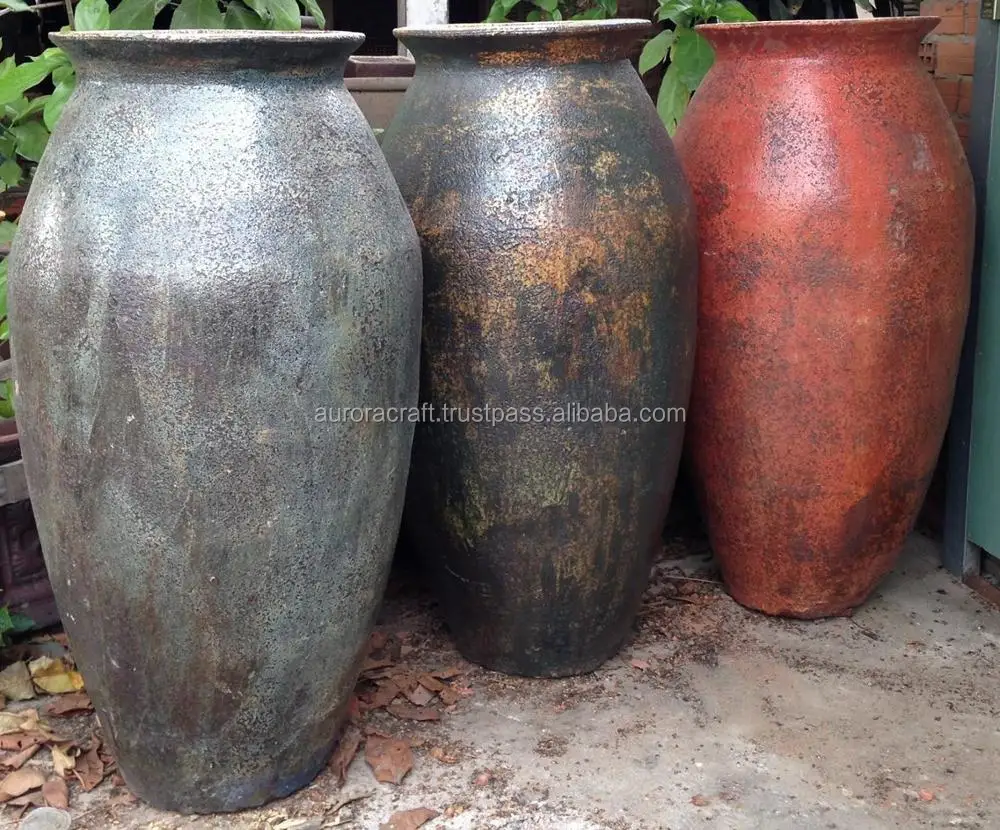Big Vietnamese Ceramic Black Clay Round Outdoor Pot / Planter Buy Big