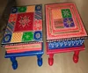 High quality hand embossed painted multi color wooden centre table set of 2