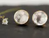 Latest collection round shape checker cut clear quartz gemstone studs womans studs