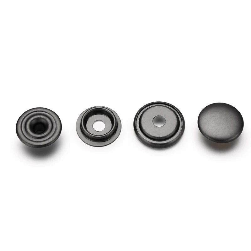 Nickel free 4 part gun metal hidden snap button for jacket