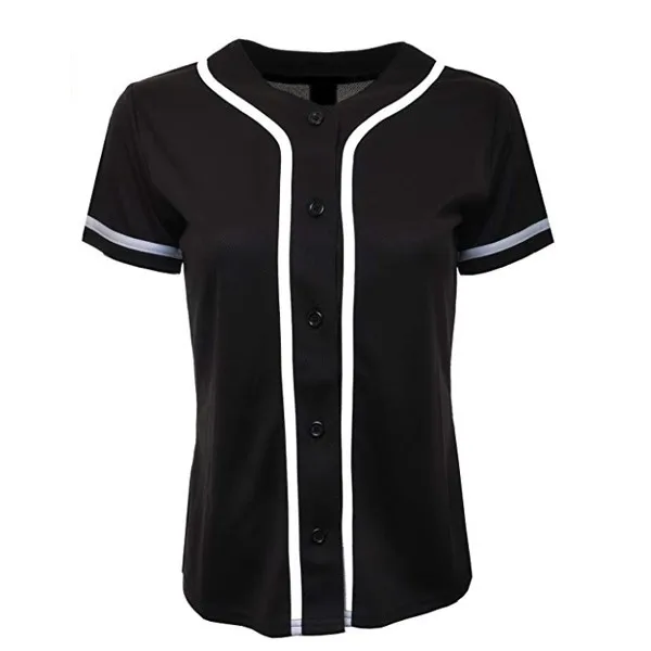 Baseball Wear Black And White Baseball Jersey 100% Polyester Women ...