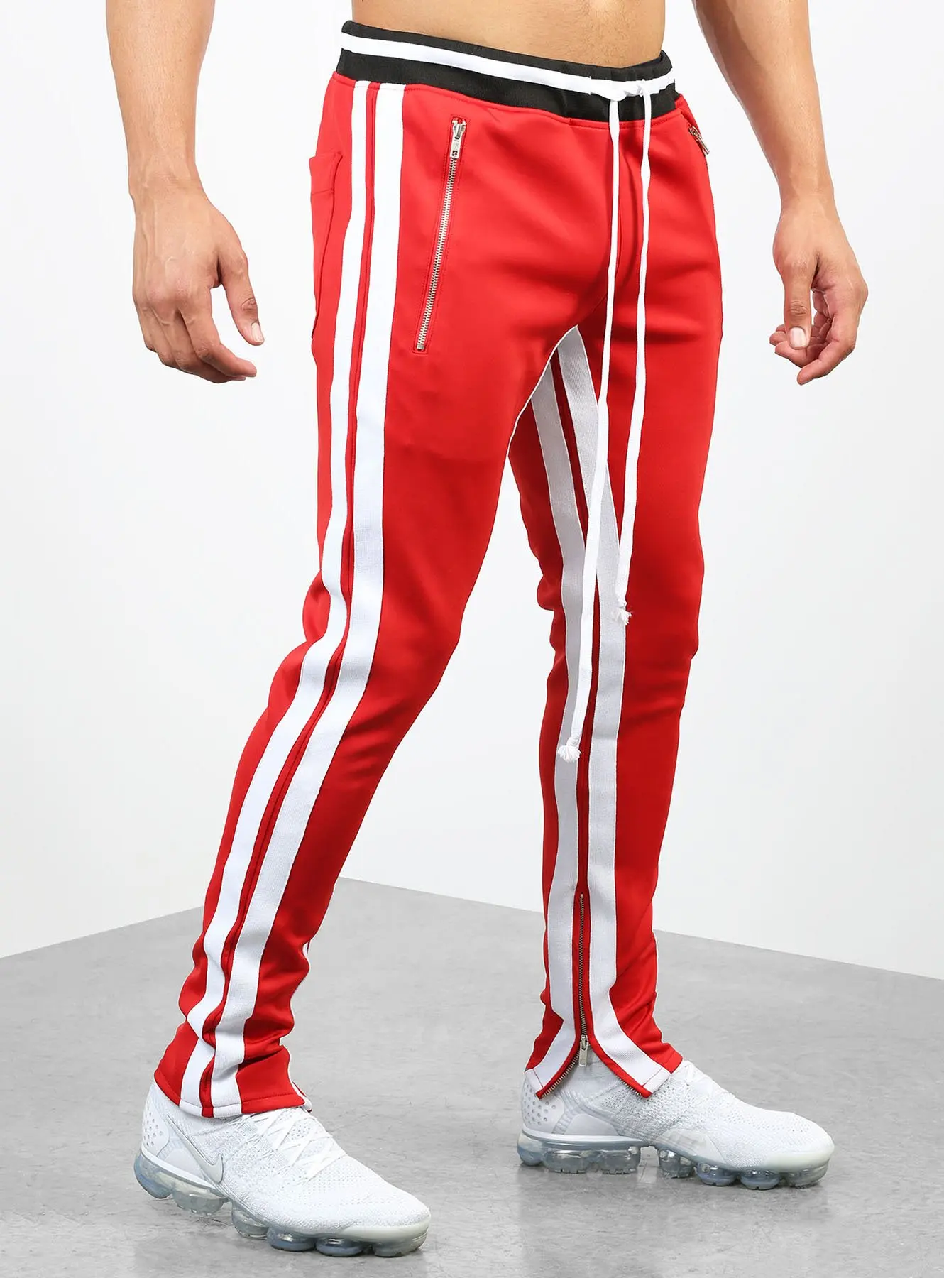 men's track jeans with stripe