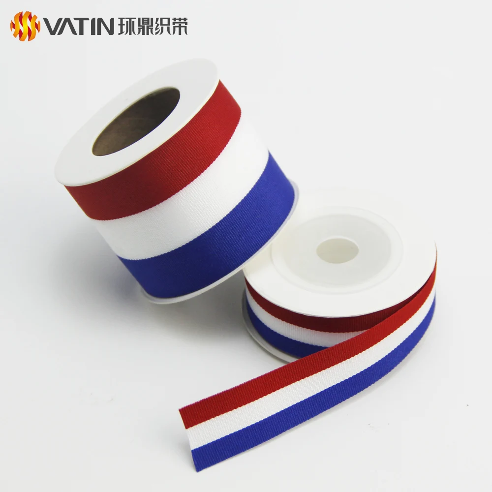 Red White and Blue Striped Flag Award Medal Grosgrain Ribbon