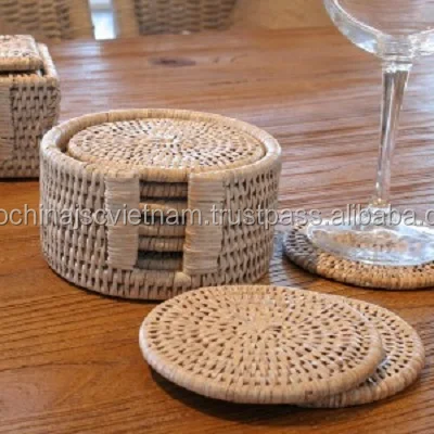 wicker drink coasters