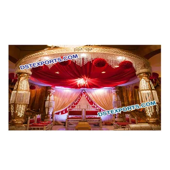 Wedding Grand Bottle Crystal Mandap Latest Four Pillars Fiber