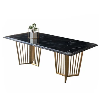Luxury Rose Gold Black Marble Dining Table Set View Daylight Product Details From Foshan City Shunde District Furniture