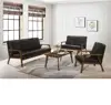 Living Room Furniture Wooden Sofa Set 123 (Brown PU Bycast) + Coffee Table