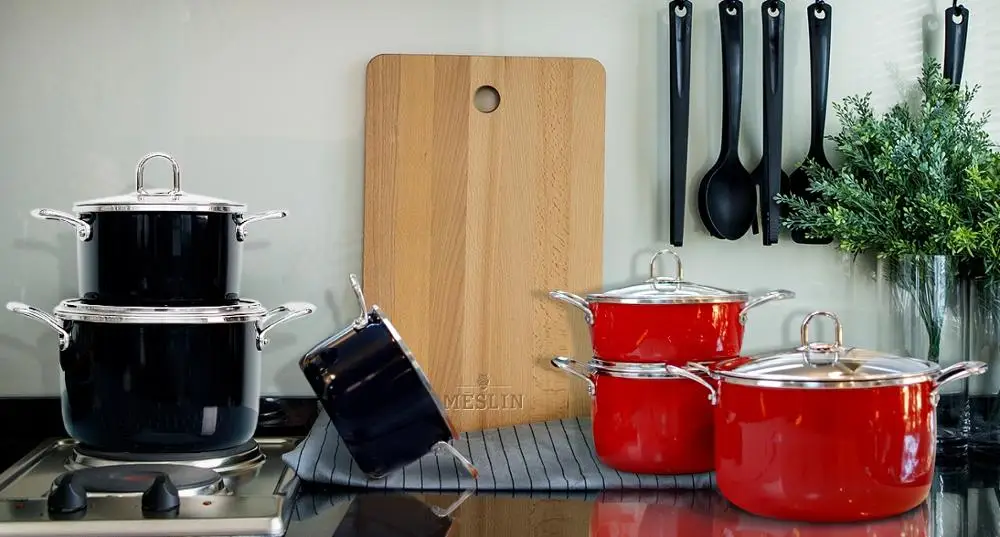 [meslin] Korean Premium Enamel Coating Cooking Pot 16cm + 20cm 1 Set