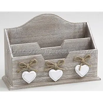 Wooden Letter Holder Stand Shelf Desk Organizer Office