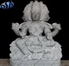 Black Marble Antique Sitting Three Face Lord Brahma Statue