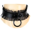 Black Metal Leather and Lace Sexy O Ring Choker Gothic Collar