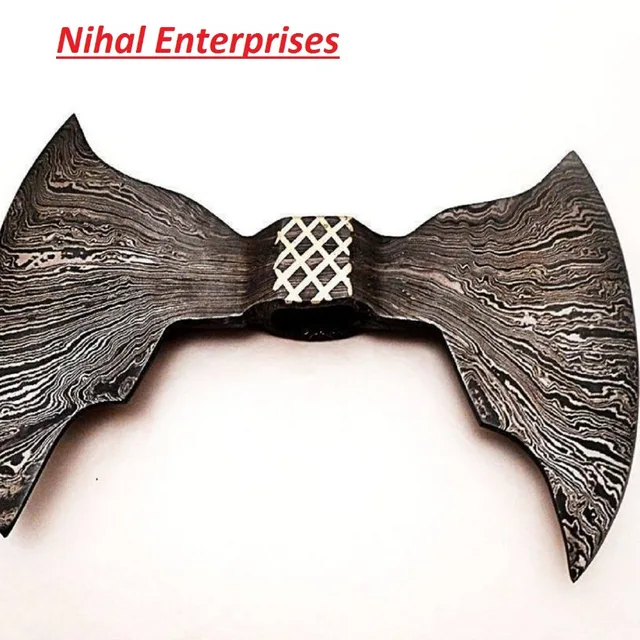 custom hand made full damascus steel axe head double blades